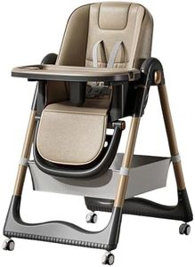 Bliss Gifts & Homewares 3-in-1 Baby High Chair for Dining & Feeding | Adjustable Toddler Highchair with 4 Wheels & Storage Basket | Foldable & Portable Design | Safe 5-Point Harness (Beige)