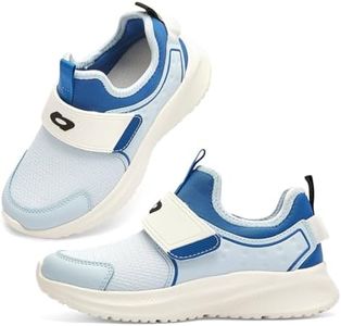 Balabala Hook and Loop Running Shoes Boys Sneakers Girls Sneakers Kids Lightweight Breathable Tennis Shoes Athletic Shoes Blue White
