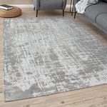 THE RUGS Machine Washable Rug – Striped Design Rugs for Living Room, Bedroom, Hallway, Flat-weave Area Rugs, (Grey, 160x230 cm)