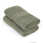 Sweet Needle Extra Large 2 Pack Bath Sheets Towels (100 x 150 cm) - 100% Cotton, Highly Absorbent, Quick Dry, Heavy Weight ideal for Hotel, Bathroom, Shower, Spa, Beach, Pool & Daily Use (Olive Green)