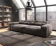 INLENDISH Arcano Suede Velvet 3 Seater Sofa|Comfortable Living Room|Luxurious Sofa Set With 2-Person Sofa Puffy - Dark Grey