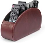 Londo Remote Control Holder with 5 Pockets - Store DVD, Blu-Ray, TV, Roku or Apple TV Remotes - Real Leather with Suede Lining - Slim, Compact Living or Bedroom Storage