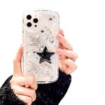 Ownest Compatible for iPhone 15 Pro Cute Glitter 3D Stars Crystal Heart Clear with Design Aesthetic Women Teen Girls Pretty Crystal Sparkle Sparkly Cute Cases Protective Cover-Clear