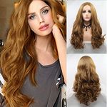 AFBeauty Lace Front Wig Real Hair Wig 24 inch Long Wavy Honey Blonde Middle Part Wigs for Women Strawberry Blonde Synthetic Lace Front Wig Pre-Plucked Hairline Baby Hair Glueless Daily Wear Cosplay