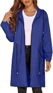 ELESOL Rain Jacket Women Long Rain Coat Lightweight Waterproof Windbreaker hiking coats for women