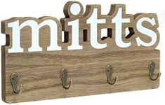 EXCELLO GLOBAL PRODUCTS Rustic Mitts Wall Mounted Hanging Entryway Organizer with 4 Hooks. 11" x 6" Use as hat Organizer, Key Holder, Glove Holder. Perfect for Entryway, Kitchen, Bathroom, Hallway