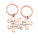 CHOORO Best Friends Keychain Set of 2 BFF Gift Good Influence Bad Influence Friendship Jewelry (Best friend keychain set)