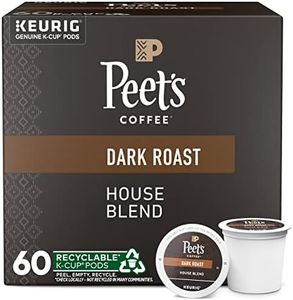 Peet's Coffee, Dark Roast K-Cup Pods for Keurig Brewers - House Blend 60 Count (6 Boxes of 10 K-Cup Pods)