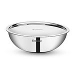 BERGNER Tripro TriPly Stainless Steel Cook and Serve 28cm Tasla/Tasra Kadai/Handleless Wok, 4.25 Litre Tasla, Flared Rim, Heavy Bottom, Induction Base and Gas Ready (5-Year Warranty