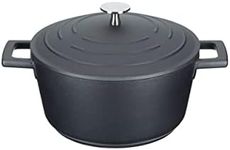 MasterClass Small Casserole Dish with Lid 2.5L/20 cm, Lightweight Cast Aluminium, Induction Hob and Oven Safe, Black