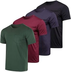 Big and Tall King Size Mens Quick Dry Dri Fit Active Wear Workout Running Training Athletic Performance Short Sleeve Crew Pocket T-Shirt Undershirt Essentials Top Tee ropa Hombre- Set 2, 5XLT