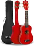 3rd Avenue Soprano Ukulele Beginner 21 Inch 4 Nylon Strings with Free Uke Bag – Red