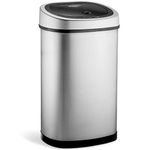 NETTA 50L Kitchen Sensor Bin - Large Touch-Free Automatic Motion Sensor Waste Rubbish Bin, Dustbin, Trash Can - Stainless Steel Finish - 50 Litre - Silver