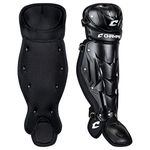 CHAMPRO Optimus MVP Single Knee Baseball Catcher’s Leg Guards, 14.5" Shin Length, CG105B, Black