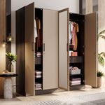 Wakefit Wardrobe | 1 Year Warranty | Almirah, Cupboard for Clothes, Wooden Almirah, Diwali Gifts, Cashmere Plus 4 Door, Mirror, 2 Drawer, 2 Hanging Space, 18MM Panels (Wyoming Maple & Frappe)