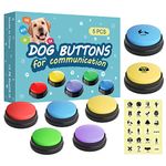 Set of 5 Dog Buttons Training Words Talking Voice Buttons Animals Press Speech Buttons Teach Your Dog to Communicate Through Words - Games & Stuff for Pet（Stickers Included