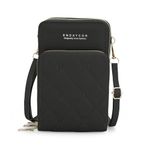 dobsechs Small Crossbody Phone Bag for Women, PU Leather Mobile Phone Purse with Adjustable Shoulder Strap, Card Slots, Cellphone Travel Handbags Coin Wallet for Ladies, Black