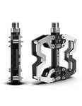 INBIKE Mountain Bike Pedals Road MTB Cycle exercise Bicycle Pedal Mens CNC Machined Aluminum Alloy Wide Platform Biking Silver