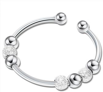 HOLEMZ Anillos Mujer Plata de Ley 925 Anillos de Ansiedad Apilables Giratorio Spinner Accesorios con Perlas Cuentas Antiestres Joyería Regalos para Hombres Niñas Inquietos
