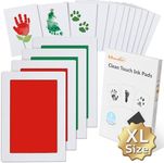 Hiumotan Baby Handprint and Footprint Kit,4 Baby Handprint Ink Pads with Clean-Touch & 12 Imprint Cards,Inkless Print Kit Safe Non-Toxic for Baby Feet and Hands, Family Keepsake, Pet Paw-Green & RED