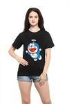 SXV Printed Black and White Cotton Tshirt for Men and Women: Doraemon (Black, Medium, m)