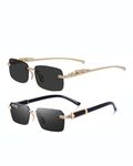 mashamart UPSTOXY MC STAN Rimless Frames (COMBO OF 2) Luxury Sunglasses For Men & Women (Black & Brown)