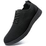 LEZTA Men's Casual Dress Sneakers Business Lightweight Oxfords Arch Support Walking Shoes(All Black B Size 11)