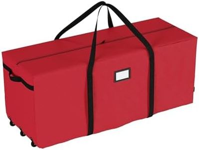 Elf Stor 83-DT5020 Rolling Duffel Style Christmas Storage Bag-Holds a 9 ft. Artificial Tree | Red, 9 Foot