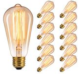 Berelli - Vintage Edison Light Bulb - 60W -120V - 2300K Warm White - E26 Standard Base - Dimmable - 95+ CRI - Incandescent Edison Bulb - ST64 - Flicker Free - Warm Glow (12 Pack)