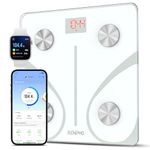 RENPHO Body Fat Scale Bluetooth, Digital Body Weight Bathroom Scales Weighing Scale with Smart BMI Scale, Body Composition Monitors with Smartphone App, White