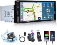 Single Din Car Stereo with Apple Carplay Android Auto 6.86" HD Touch Screen Car Radio with Bluetooth 5.0 FM Radio Support Mirror Link USB & Type-C Head Unit with Backup Camera + Remote Car Audio