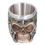 Skull Mug Resin, Viking Drinking Mug Stainless Steel Skull Mug with Viking Skull Mug Tankard for Tea Cup Halloween Bar Drinkware Gift