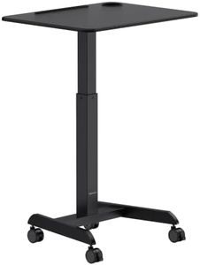 Mount-It! Laptop Cart Rolling Desk Adjustable Height with 28.5" x 22" Tabletop, Ergonomic Sit-Stand Workstation on Wheels Portable for Home Office, Dorm, Classroom, Black