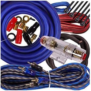 Gravity Complete 2600W 4 Gauge Amp Kit Amplifier Install Flexible Wiring Complete 4 Ga Installation Cables for Installer and DIY Hobbyist - Blue