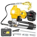 Cordless Grease Gun Compatible with DeWalt 20V Battery, 12800PSI High-Pressure, One-Hand Operation Grip, 39.4" Hose & 3 Couplers, Electric Grease Gun with LED Light Fits Bulk & Cartridge Grease