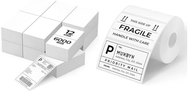 4x6 Inch Direct Thermal Labels, 6000 Labels/12 Stacks+3x2 Inch White Thermal Labels