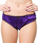 Satini Women's Tanga Bikini Lingerie Briefs Panties Satin Knickers (Indigo, Large)