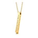 XUANPAI Personalised 3D Vertical Cuboid Bar Necklace for Mens Womens, Stainless Steel Custom Name ID Necklaces, BFF Friendship Jewelry Anniversary Birthday Giftss for Family Lover Friend,Gold