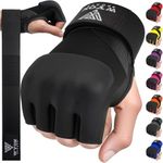 WYOX Gel Boxing Hand Wraps Inner Gloves for Men and Women, Quick 80cm Long Wrist Straps, Elasticated Padded Boxing Wraps for MMA, Kickboxing, Martial Arts Training Bandages (Black, L/XL)