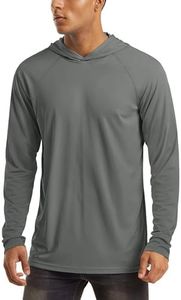 MAGCOMSEN Mens Long Sleeve Hoodie for Men Sun Shirts UV Protection with Hooded Quick Dry Fishing Athletic Workout Shirts Dark Grey