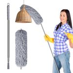 Lychico Extendable Feather Duster, Bendable Microfiber Duster with Extra Long 96 inches Telescopic Pole and Bendable Head,Washable,Hand Duster for Cleaning High Ceiling Fans, Cars, Blinds, Cobweb