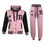 A2Z 4 Kids Unisex Girls Boys Baseball Tracksuit Hoodie with Joggers - T.S Baseball FOX Baby Pink 11-12