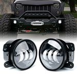 Xprite 4 Inch Fog Lights 60W White LED Chip Replacements Compatible with Wrangler JK Unlimited JKU 2007-2018 Front Bumper Driving Offroad Foglights