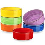 vancasso Bonita Cereal Soup Bowls Set of 6-25 oz, 6 inch Ceramic Cereal Bowls, Flat Round Serving Bowls, Dishwasher and Microwave Safe, Scratch-Resistant, Multicolor