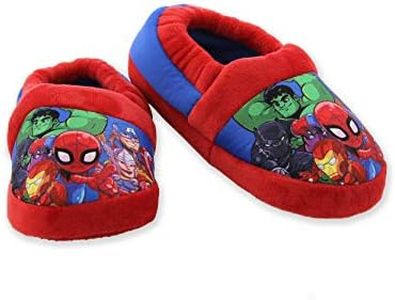 Marvel Super Hero Adventures Avengers Boy's Toddler Plush Aline Slippers (2-3 M US Little Kid, Red/Blue)