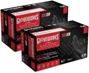 GLOVEWORKS HD Black Nitrile Gloves Large, 6 mil Nitrile Disposable Gloves, Latex Free Gloves Mechanics Gloves, 2 Boxes of 100