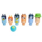 BLUEY – Wooden Character Skittles Set, Indoor & Outdoor Bowling Play, 6 Character Pins and 1 Bowling Ball – Develops Motor Skills & Hand-Eye Coordination, FSC Certified for Children 3 Years and Up