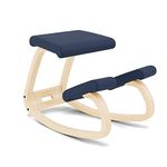 Varier Variable Balans Original Kneeling Chair Designed by Peter Opsvik (Dark Blue Revive Fabric with Natural Ash Base)