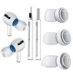 [3 Pairs] Replacement Ear Tips for Airpods Pro and Airpods Pro 2nd Generation with Noise Reduction Hole, 3 in 1 Cleaner Kit for AirPods 1 2 3 Pro/Pro 2 Built-in dust Guard Screen,3 Sizes (S/M/L)-White
