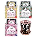 Oud Al Mukhtar, Oud Al Qamar, Oud Al Habayeb Bakhoor Set by Dukhni | Ramadan, Eid Gift for Hampers, Islamic Unisex Gifts | 30 pc Arabic Bakhour Incense, candle burner | Relax & Meditate, Hair Bakhoo